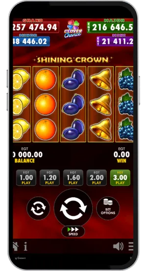 Einsatz zwischen 0,10 € und 100 € im Shining Crown Slot einstellen