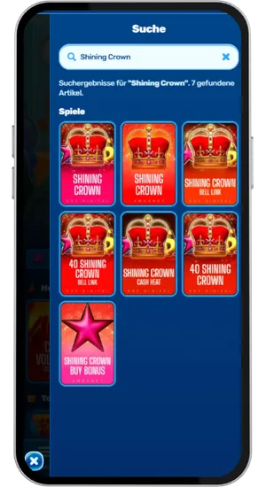 Shining Crown Slot in der Casino-Lobby suchen und starten
