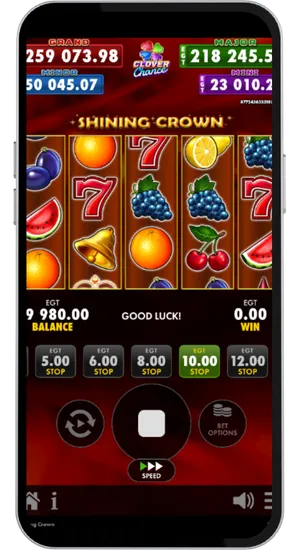 Walzen drehen und Autoplay im Shining Crown Slot nutzen